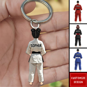 Personalized Boy Girl Black Belt Keychain -Gifts For Karate,Jiu Jitsu,Judo,Taekwondo Lovers