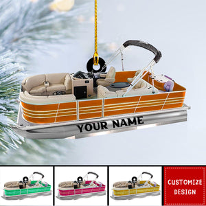 Personalized Pontoon Boat Acrylic Christmas Ornament - 2024 New Release