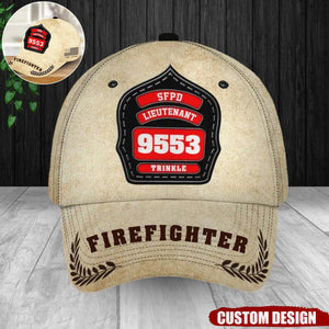 Personalized Retired Firefighter ID & Department US And CA Flag 3D Cap