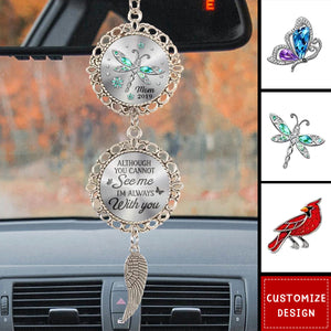 Connecting Love Through Memories - Personalized Metal Car Hanging Ornament With Charm - Sympathy Gift For Family Members