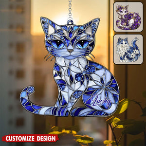 Personalized Cat Window Hanging Suncatcher Ornament - Gift For Cat Lovers