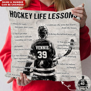 Personalized Hockey Life Lessons Pillow-Gift For Hockey Lovers