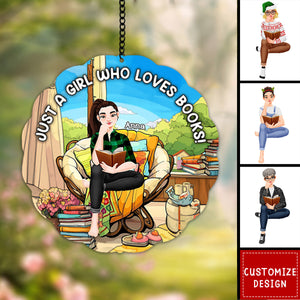 Personalized Girl Reading Window Hanging Suncatcher - Gifts For Book Lover