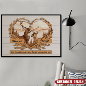 Personalized Deer Love Mountains Poster