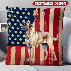 Personalized America Flag Dog Pillow - Gift For Dog Lovers