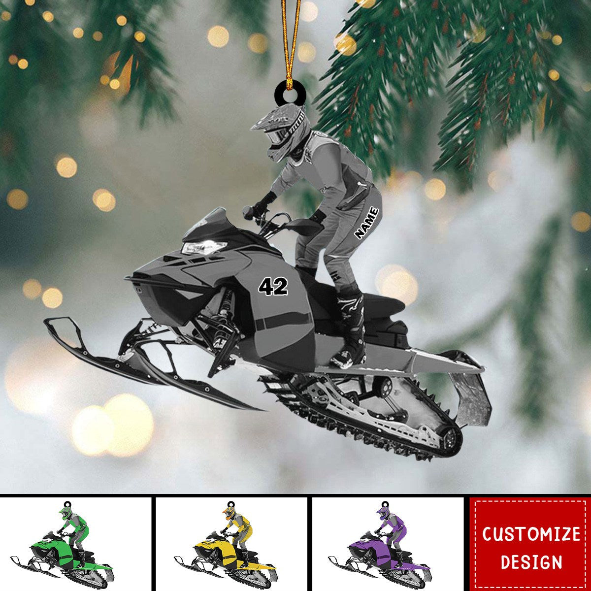 2024 New Release Personalized Snowmobile Acrylic Christmas Ornament Gift For Snowmobile Lovers