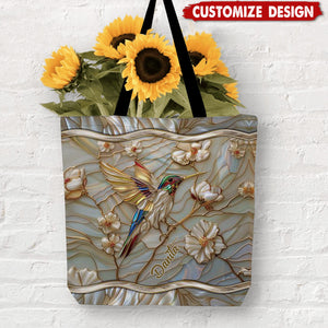 Stained Glass Hummingbird Personalized Tote Bag - Gift For Bird Lovers