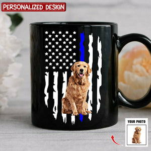 America Dog Flag - Personalized Black/White Mug