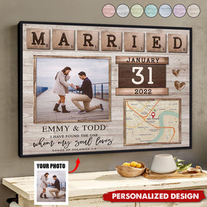 Map Print Engagement-Personalized Photo Poster-Gift For Newly Engaged