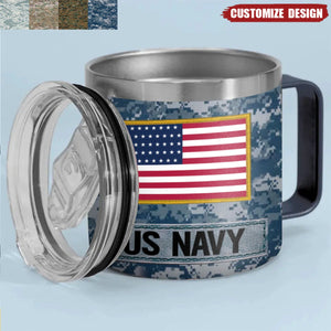 Personalized USA Veteran Stainless Steel Tumbler With Handle