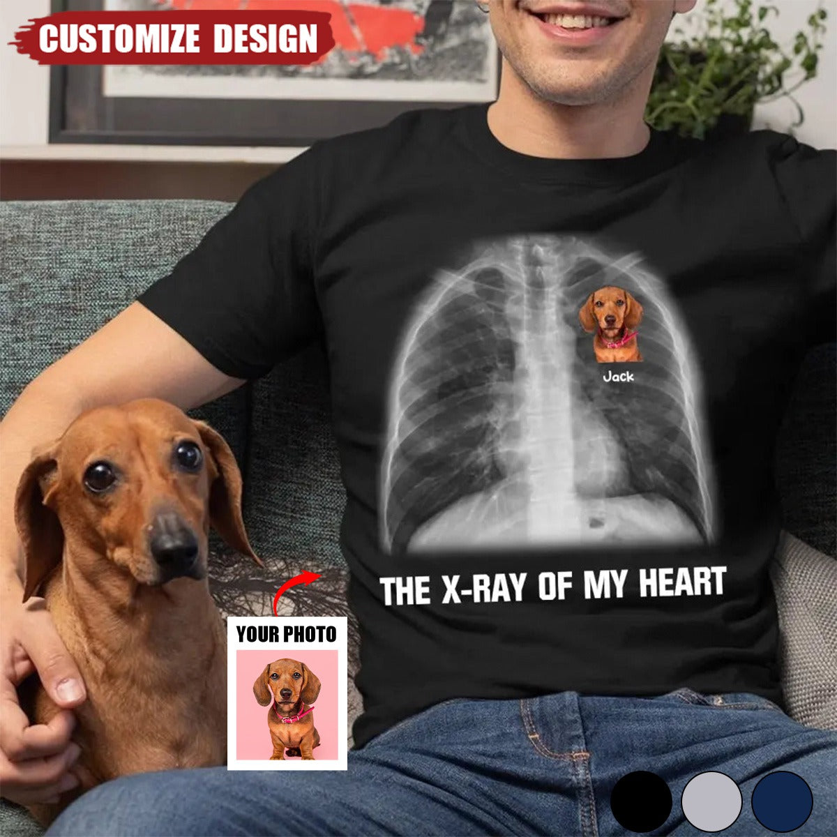 Text X-ray Of My Heart Personalized T-Shirt, Gift For Dog Love