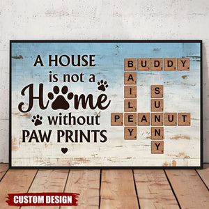 Home With Paw Prints Pet Crossword Puzzle Art Personalized Poster, Gift For Pet Lovers