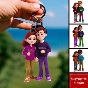 Personalized Cute Couple Keychain - Couple Gift