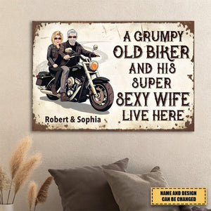 Grumpy Biker And His Wife - Gift For A Biker - Personalized Custom Poster