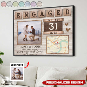 Map Print Engagement-Personalized Photo Poster-Gift For Newly Engaged