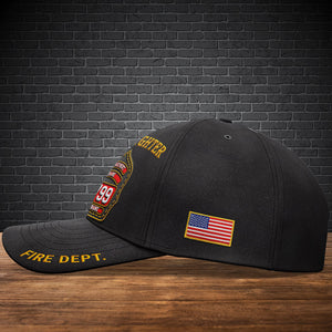 Personalized Firefighters Cap With Department, Rank, Badge Number And Your Name, Fire Dept Cap, Fireman Gifts