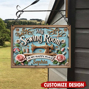 My Sewing Room - Personalized Sewing Rectangle Metal Sign