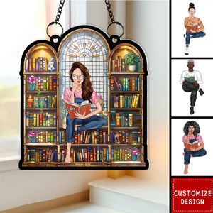 Personalized Read Book Suncatcher Ornament - Gift For Reading Lover