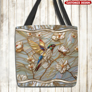 Stained Glass Hummingbird Personalized Tote Bag - Gift For Bird Lovers