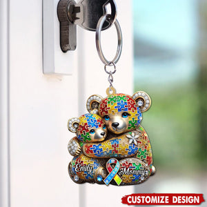 Mama Bear - Personalized Autism Awareness Keychain