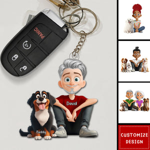 Personalized Cute Cartoon Dog Cat Acrylic Keychain-Gift For Dog Cat Lovers, Couple