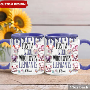 Just A Girl Who Loves Elephants - Personalized Accent Mug