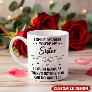 I Smile Because You're My Brother - Family Personalized Black Mug - Gift For Family Members