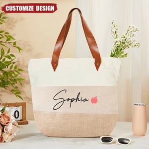 Personalized Woman Canvas Tote Bag -  Gift For Mom,Grandma