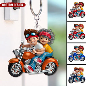 Personalized Motorcycle Couple Acrylic Keychain-Gift For Couple