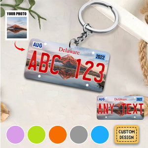 License Plate For Any State Personalized Photo Acrylic Keychain