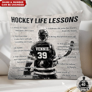 Personalized Hockey Life Lessons Pillow-Gift For Hockey Lovers