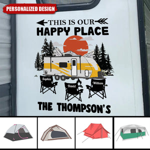 This Is Our Happy Place-Personalized Decal-Gift For Camping Lover