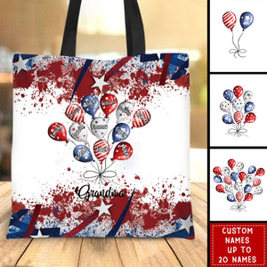 4th July Grandma Auntie Mom Little Balloon Kids American Flag Pattern Personalized Zippered Canvas Bag