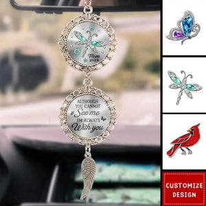 Connecting Love Through Memories - Personalized Metal Car Hanging Ornament With Charm - Sympathy Gift For Family Members