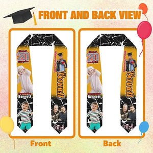 Personalized Multicolor Photo Graduation Stole with Text Class of 2025 Graduation Gift for Unisex Graduates