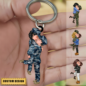 Couple Portrait Army Gifts by Occupation - Personalized Acrylic Keychain