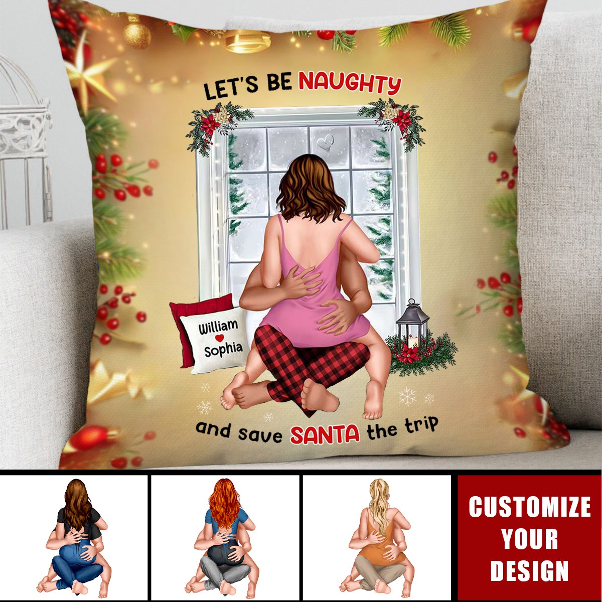 Let's Be Naughty, Couple Gift-2024 New Release Personalized Funny Pillow