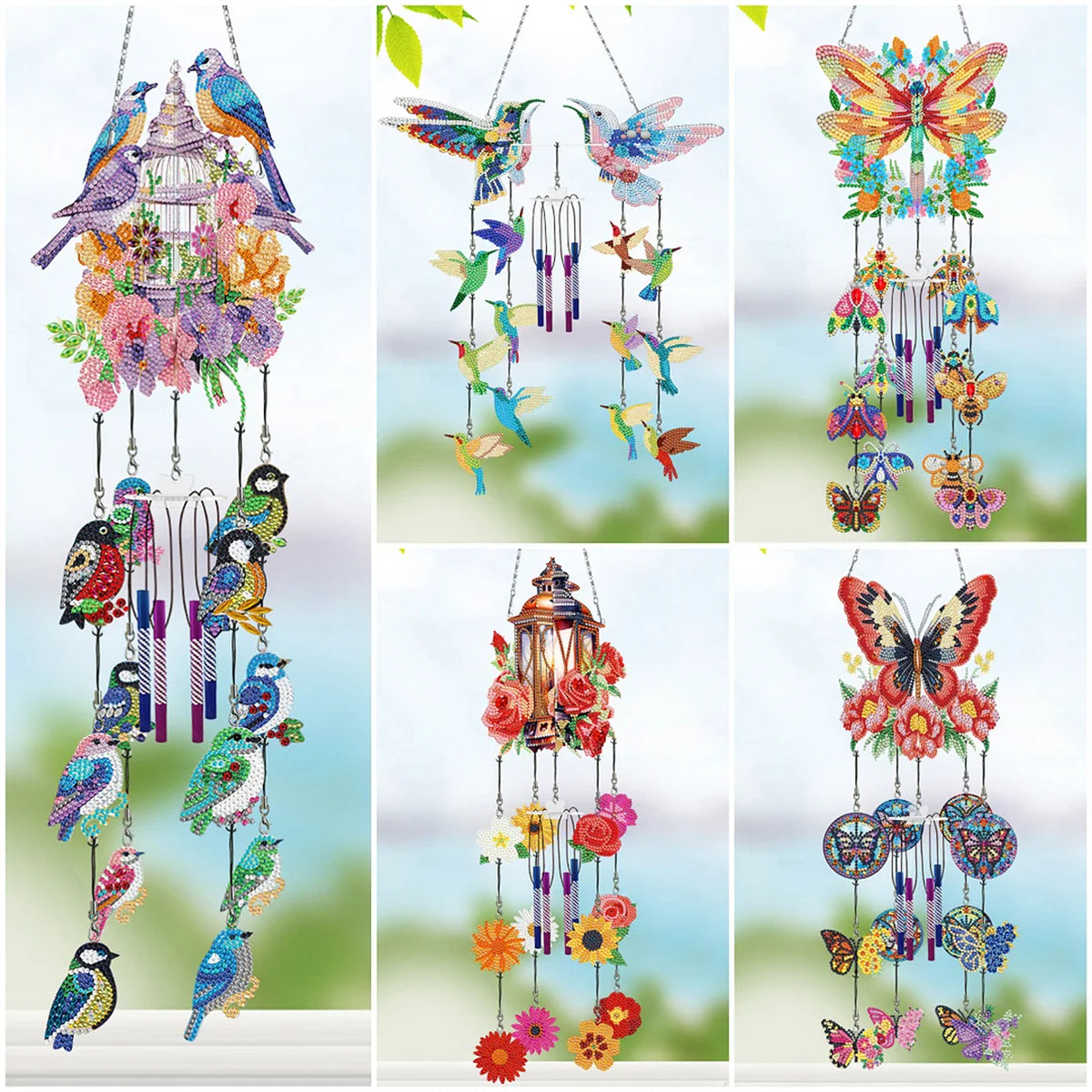 DIY Diamond Painting Double Sided 3D Wind Chime Pendant Hanging Kit