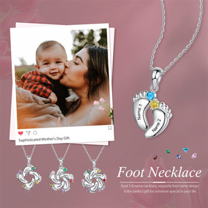 Mom Gifts First Mom New Mom To Be Mom Gifts - Personalized Baby Feet Necklace With Birthstone