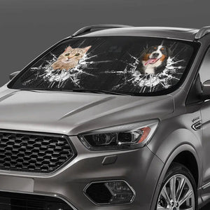 Custom Photo Cats Dogs Broken Glasses - Personalized Auto Sunshade