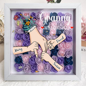 Grandma We Love You - Personalized Flower Shadow Box With Name