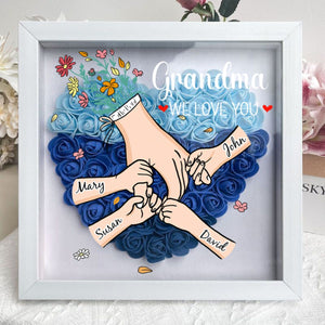 Grandma We Love You - Personalized Flower Shadow Box With Name