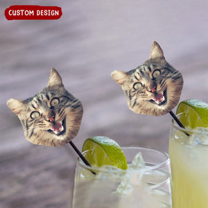 Funny Drink Stirrers Personalized with Face, Gift For Pet Lovers, Family