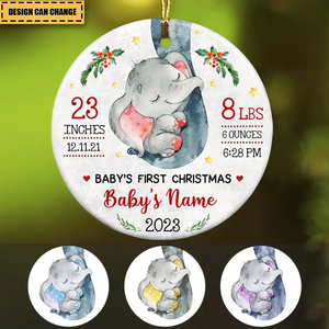 Elephant Baby First Christmas Ornament