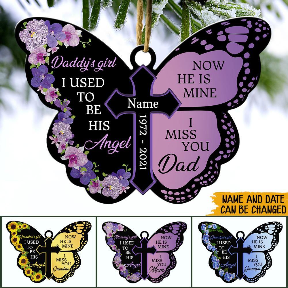 Memorial Custom Ornament I Used To Be His Angel Now He's Mine Personalized Gift