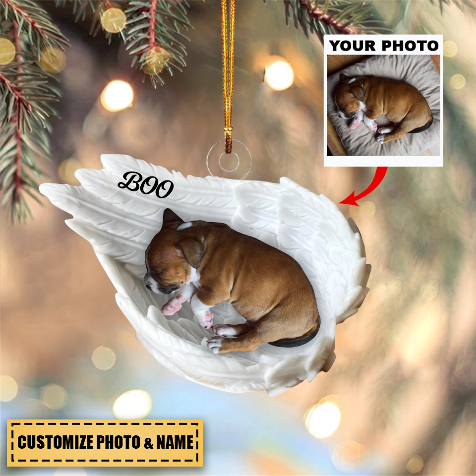 Memorial Pet Angel Wings - Personalized Custom Pet Photo Acrylic  Ornament