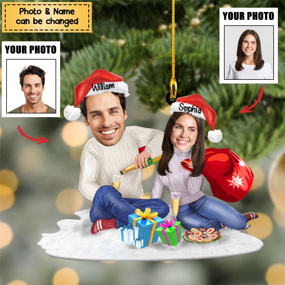 Custom My Love From Photo With Name For Couples Christmas Ornament