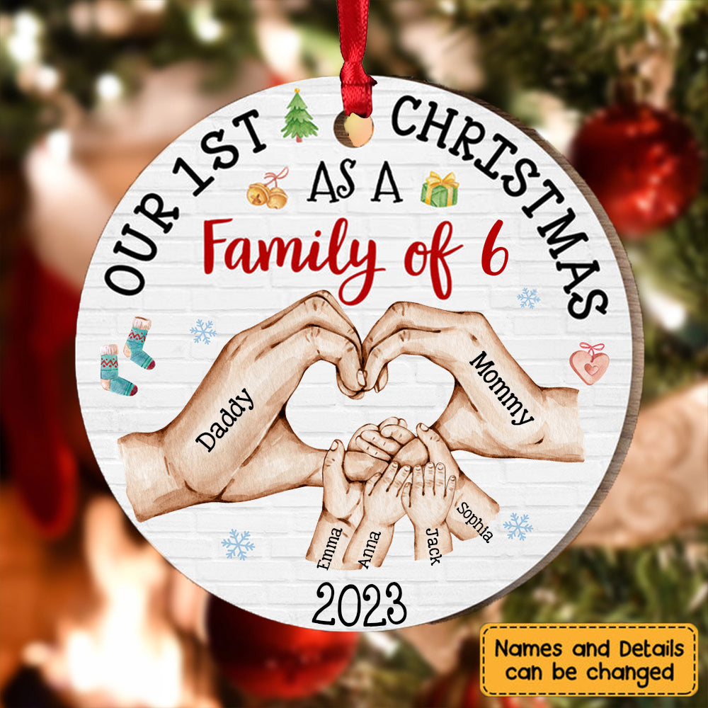 Baby's First Christmas As A Family Personalized Circle Ornament