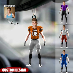 Custom Photo Football Player Christmas And Car Ornament - Gift For Football Lovers