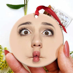 Custom Family / Friend / Pet Face - Funny Face Ceramic Ornament